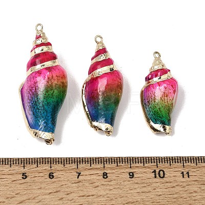 Brass & Spray Painted Natural Shell Pendants SH-CBA27C9-08-1