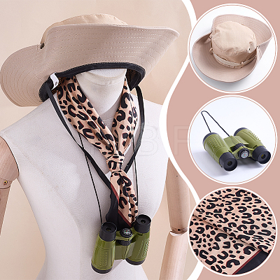 Square Leopard Print Pattern Imitated Silk Fabric Scarf for Women Girls AJEW-WR0003-99-1