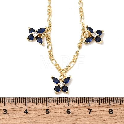 Brass Micro Pave Cubic Zirconia Butterfly Pendant Necklaces NJEW-B157-23G-1