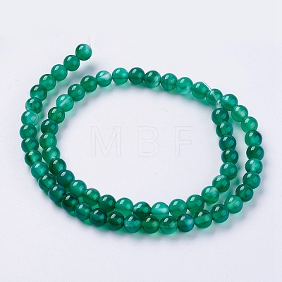 Natural Green Onyx Agate Beads Strands G-G583-6mm-11-1