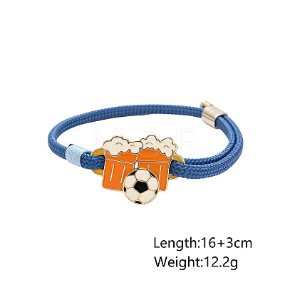 Sports 304 Stainless Steel Enamel Football Link Nylon Cord Slider Bracelets WG8FD6E-02-1