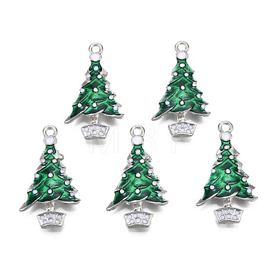 Alloy Christmas Tree Enamel Pendants For Christmas Day ENAM-R041-14-1