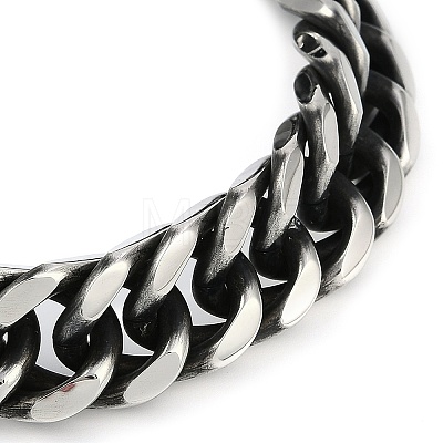 304 Stainless Steel Cuban Link Chain Bracelets for Men BJEW-B102-10AS-1