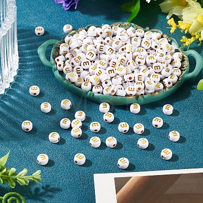 500Pcs Plating Acrylic Beads PACR-TADJ0001-01E-1