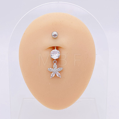 304 Stainless Steel Micro Pave Cubic Zirconia Belly Rings WGADED5-45-1