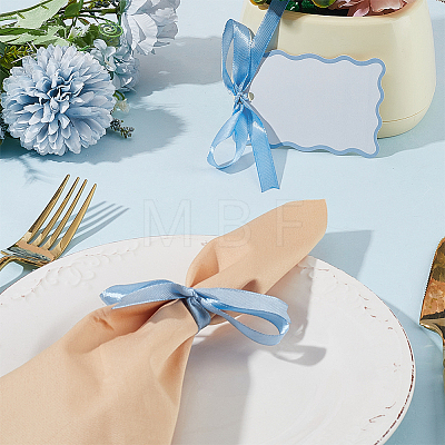 100Pcs Rectangle Paper Table Cards with 100Pcs Polyester Ribbons for Wedding Party Celebration Supplies OFST-WH0004-122C-1
