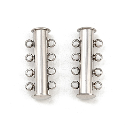 Non-Tarnish 4-Strands 304 Stainless Steel Slide Lock Clasps STAS-H402-35P-01-1