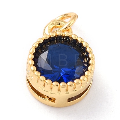 Real 18K Gold Plated Brass Inlaid Cubic Zirconia Charms ZIRC-L100-081G-1