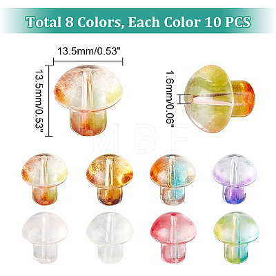   80Pcs 8 Colors Transparent Glass Beads GLAA-PH0002-32-1