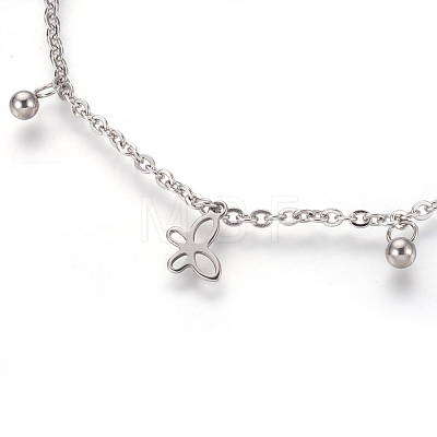 304 Stainless Steel Charm Anklets AJEW-O028-04P-1