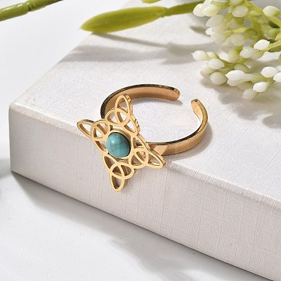 Synthetic Turquoise Finger Rings RJEW-I110-02G-01-1