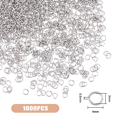 1000Pcs 304 Stainless Steel Open Jump Rings STAS-DC0016-02-1