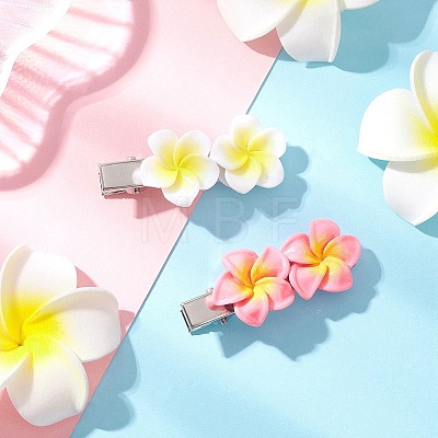 2Pcs 2 Colors Plumeria Flower Iron Flat Alligator Hair Clips PHAR-JH00131-1