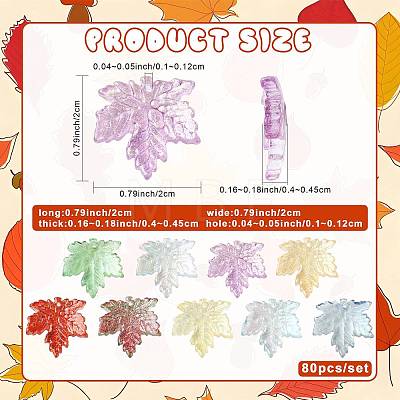 80Pcs 8 Colors Baking Paint Transparent Glass Pendants DGLA-FS0004-29-1