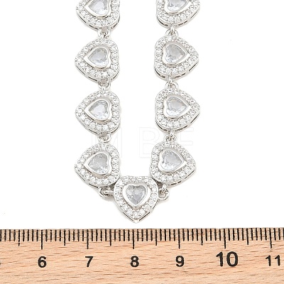Brass Pave Clear Cubic Zirconia Heart Tennis Necklaces KK-CBA4547-17A-P-1