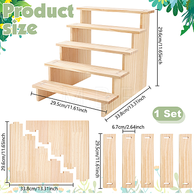 5-Tier Assemble Wood Display Riser Stands ODIS-WH0095-019B-1
