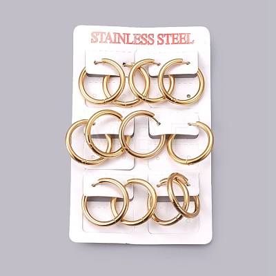 Ion Plating(IP) 304 Stainless Steel Huggie Hoop Earrings EJEW-O087-07B-1