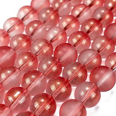 Frosted Transparent Glass Bead Strands GLAA-P065-10mm-06-1