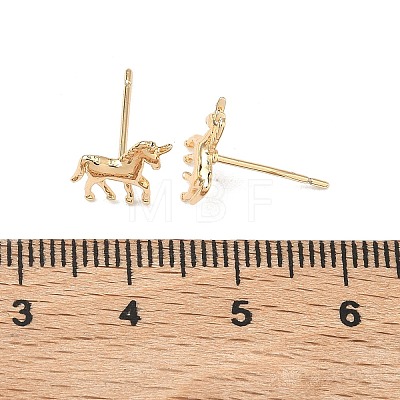 Brass Stud Earrings EJEW-F403-07G-1