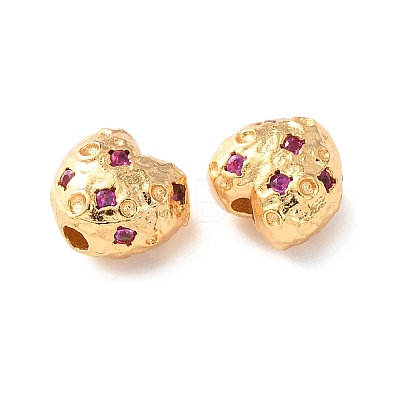 Brass Pave Cubic Zirconia Beads KK-C157-38G-1