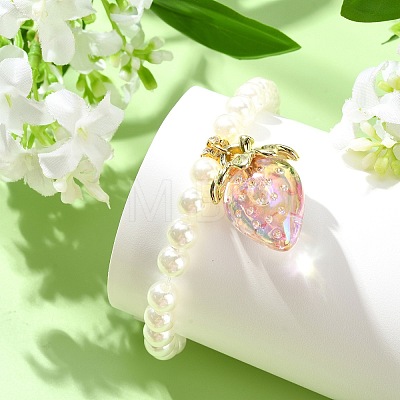 Acrylic Strawberry Charm Bracelets BJEW-JB13843-02-1