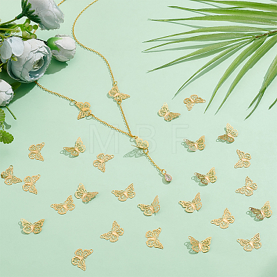 80Pcs Rack Plating 304 Stainless Steel Filigree Connerctor Charms STAS-UN0058-83-1