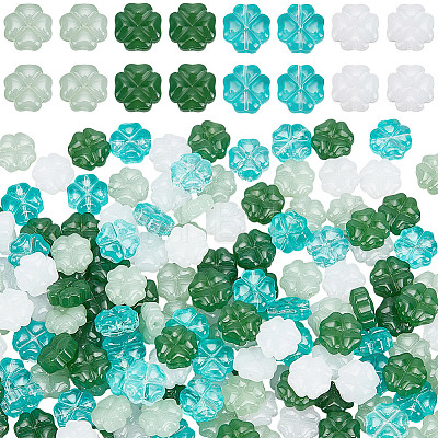 160Pcs 4 Colors Spray Painted Glass Beads GLAA-SC0003-41-1