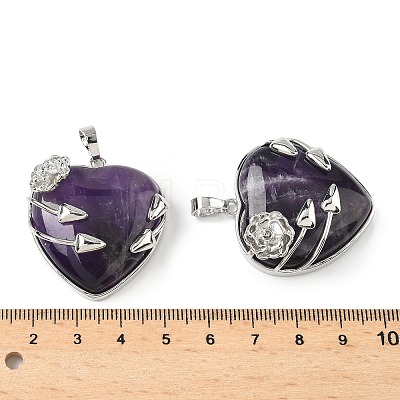 Natural Amethyst Heart Pendants G-S391-01P-L-1