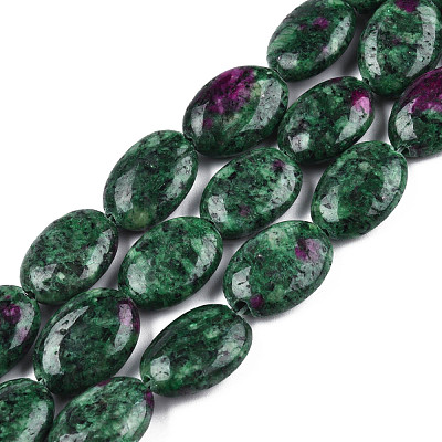 Flat Oval Synthetic Ruby in Zoisite Stone Beads Strands G-S113-29-1