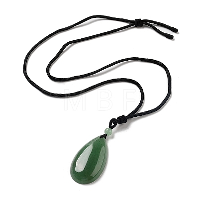 Natural Green Aventurine Pendant Necklace with Nylon Cord for Women NJEW-L464-A07-1