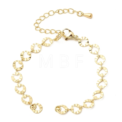 Brass Textured Ring with Heart Link Chain Bracelet Making MAK-K024-22G-1