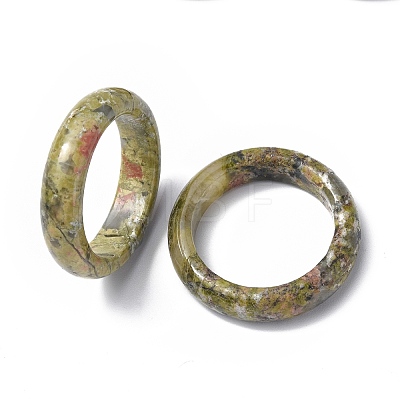 Natural Unakite Plain Band Ring RJEW-P044-01B-05-1