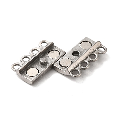 304 Stainless Steel Multi-Strands Magnetic Slide Clasps X-STAS-P325-05P-1