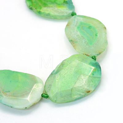 Faceted Nuggets Dyed Natural Dragon Veins Agate Beads Strands G-L456-13B-1