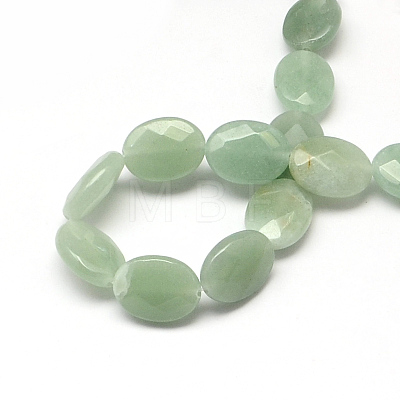Faceted Oval Natural Green Aventurine Beads Strands X-G-R303-09-1