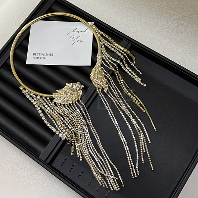 Alloy Crystal Rhinestone Tassel Cuff Choker Necklaces for Women WG96E53-02-1