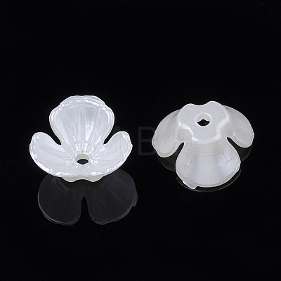 3-Petal ABS Plastic Imitation Pearl Bead Caps OACR-S020-20-1