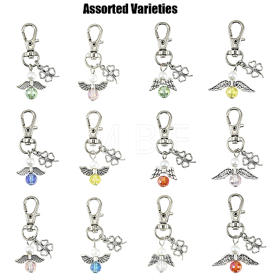20Pcs 4 Style Alloy & Glass Pendant Decorations HJEW-YW00370-1