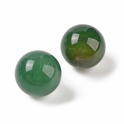 Natural Green Onyx Agate No Hole Sphere Beads G-K353-04D-27-1