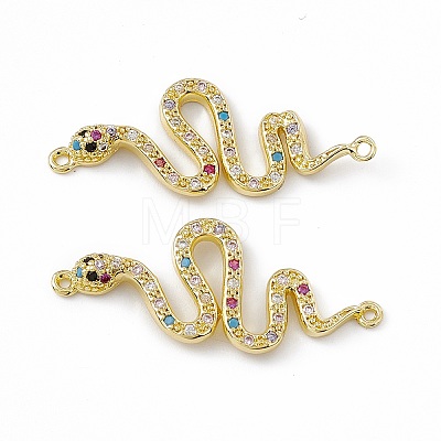Brass Micro Pave Cubic Zirconia Connector Charms KK-E068-VC031-1