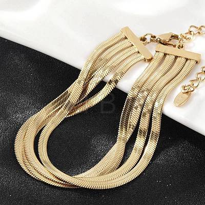 304 Stainless Steel Snake Chain Multi-Strand Bracelets For Women BJEW-Z095-01A-G-1