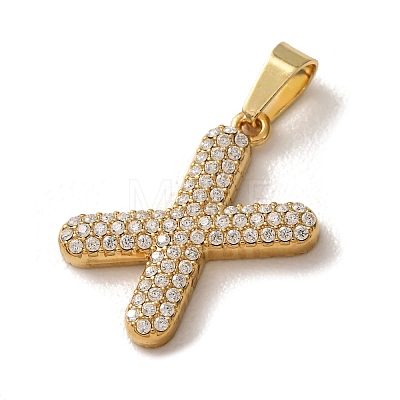 304 Stainless Steel Micro Pave Clear Cubic Zirconia Pendants CU-CBA703A-05G-X-1