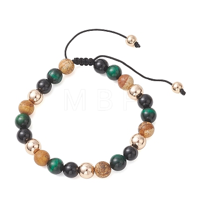 Natural & Synthetic Mixed Gemstone Beads Braided Beaded Bracelets for Women Men BJEW-JB13425-02-1