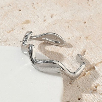 304 Stainless Steel Cuff Open Rings for Women RJEW-L341-07A-P-1