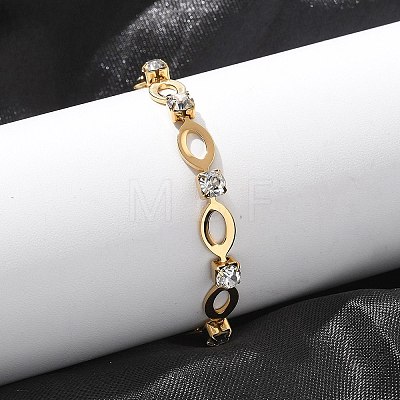 304 Stainless Steel Rhinestone Cup Chain Bracelets for Women BJEW-F488-26C-G-1