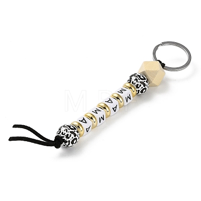 Wood and Plastic Beads Keychain Decorationes KEYC-B016-02-1