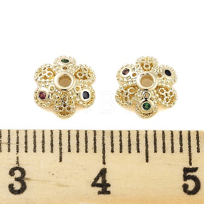 Flower Brass Cubic Zirconia Bead Caps KK-S379-16G-C-1