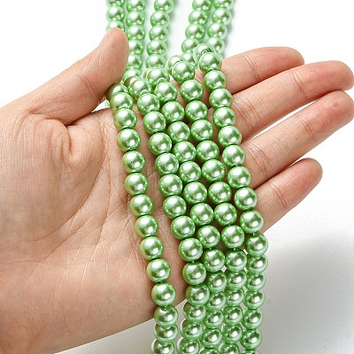 Eco-Friendly Glass Pearl Beads Strands HY-A008-8mm-RB008-1