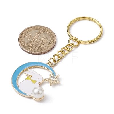 Moon with Rabbit Alloy Enamel Pendant Keychain KEYC-JKC00623-03-1