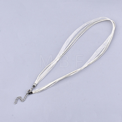 Waxed Cord and Organza Ribbon Necklace Making NCOR-T002-102-1